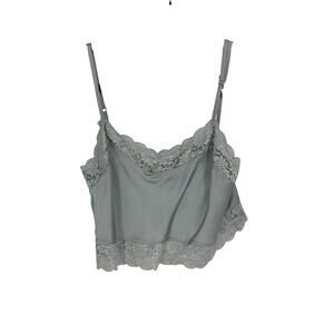 Brandy Melville Cropped Cami Tank Top Satin Lace Trimmed Gray One Size